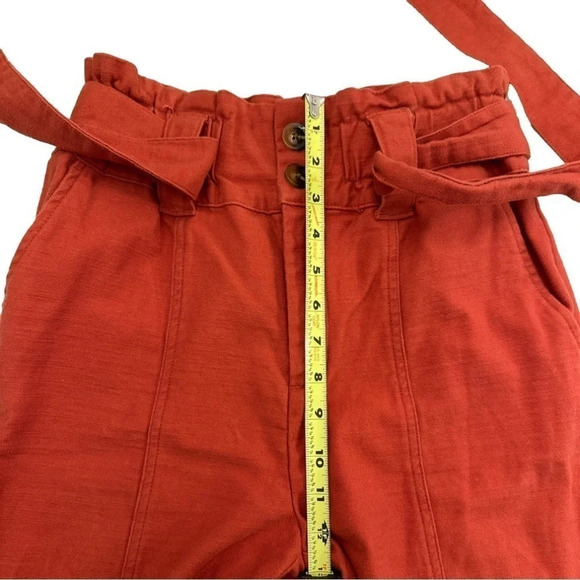 Who What Wear Paper Bag High Waist tapered leg Crop Pants with tie pockets 4 - Picture 9 of 10
